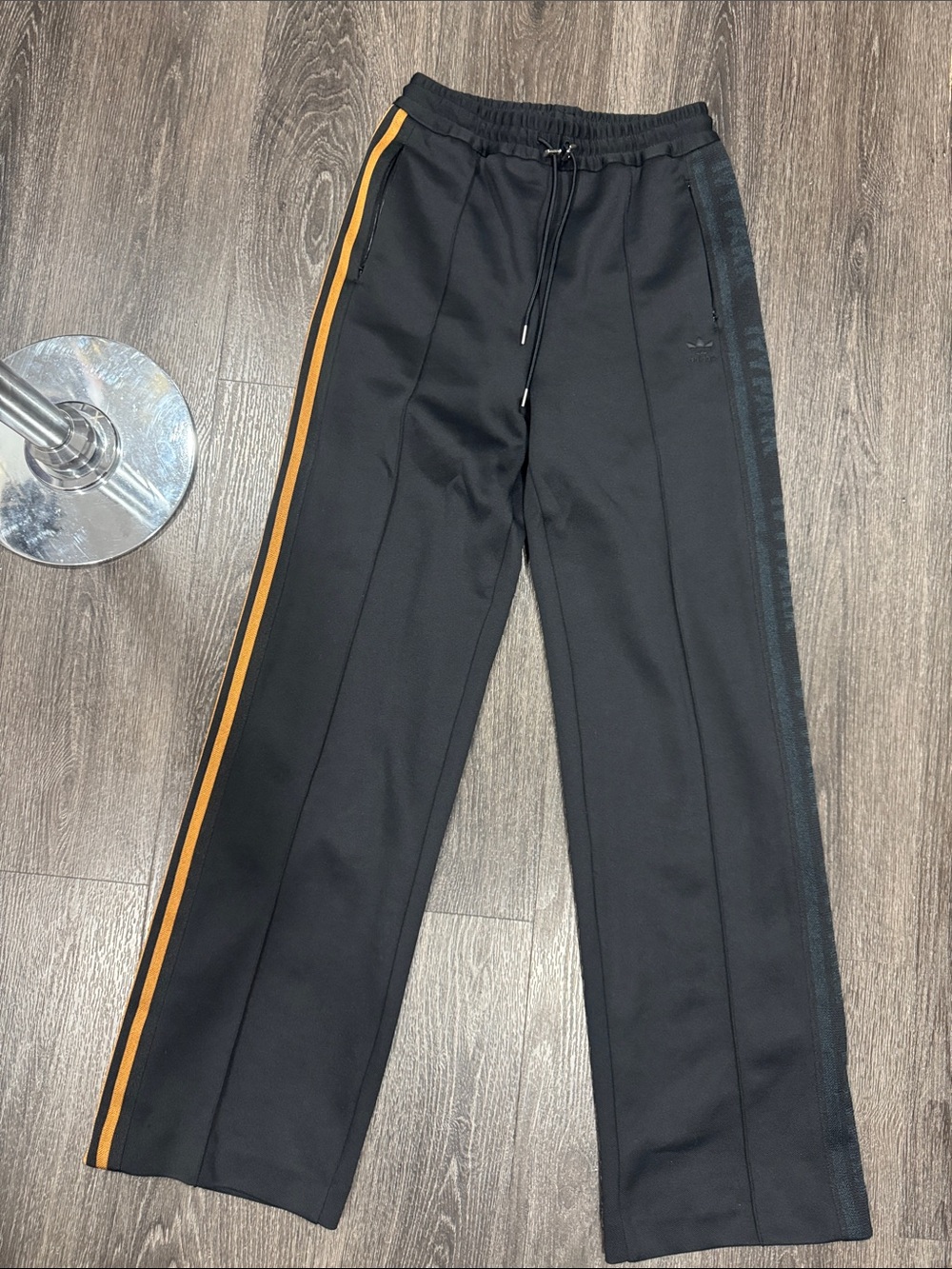 adidas womens Black Track Pants with Orange Side Stripe